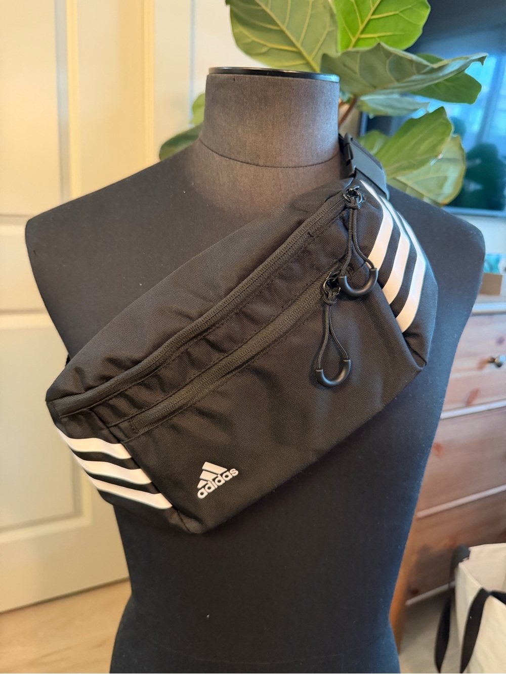 adidas Black and White Crossbody Waist Bag